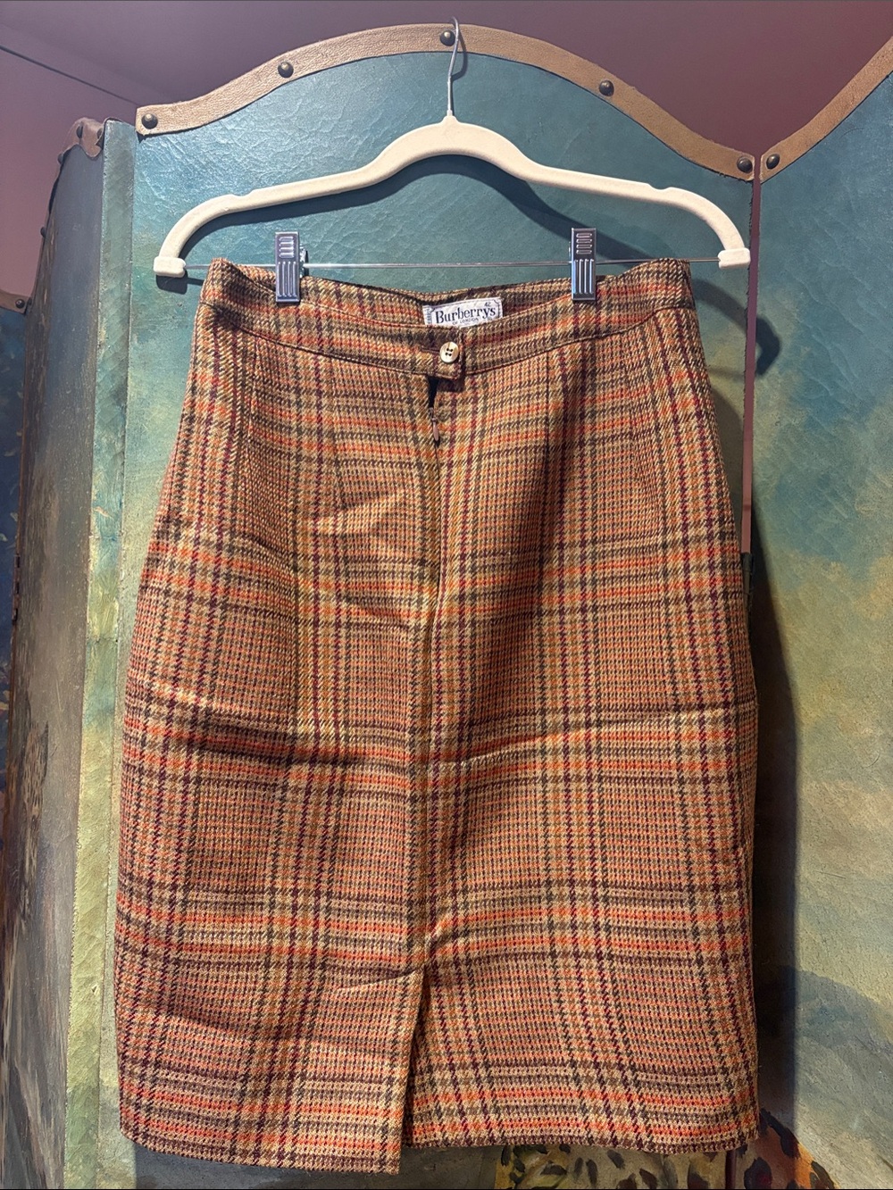 Vintage Burberry Houndstooth Check Pencil Skirt